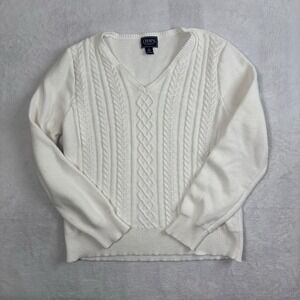 Chaps Classics Cable Knit Pullover V-Neck Long Sleeve Sweater Women's XL